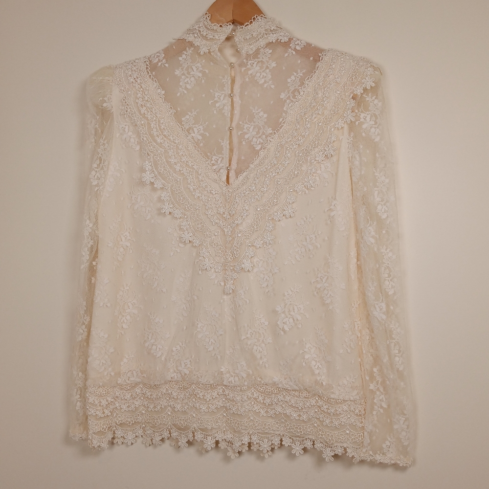 Michael Marcella by Barbara Chodos Vintage Victorian-Style Retro Lace Blouse - Picture 5 of 10